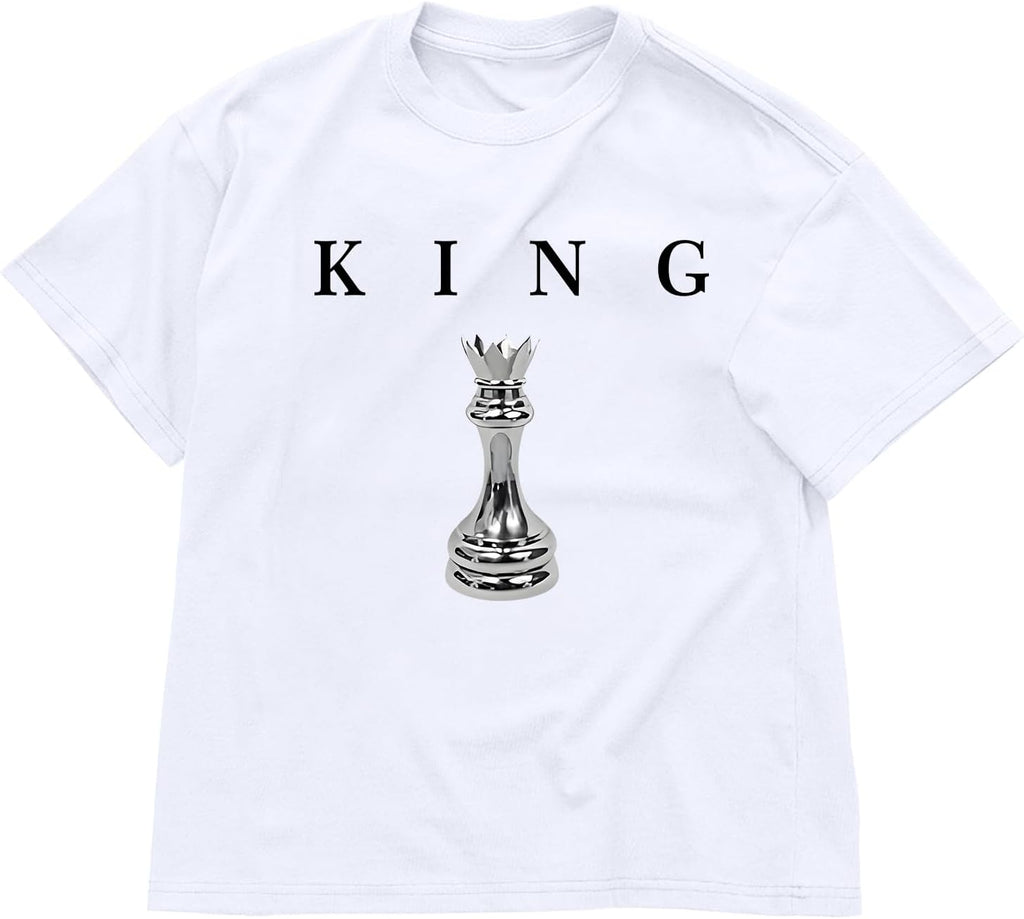 Boys Graphic Tee King Chess Printed T-Shirt Kids Cool Designer Shirts Short Sleeve Shirt Clothes for Teen Boy Trendy