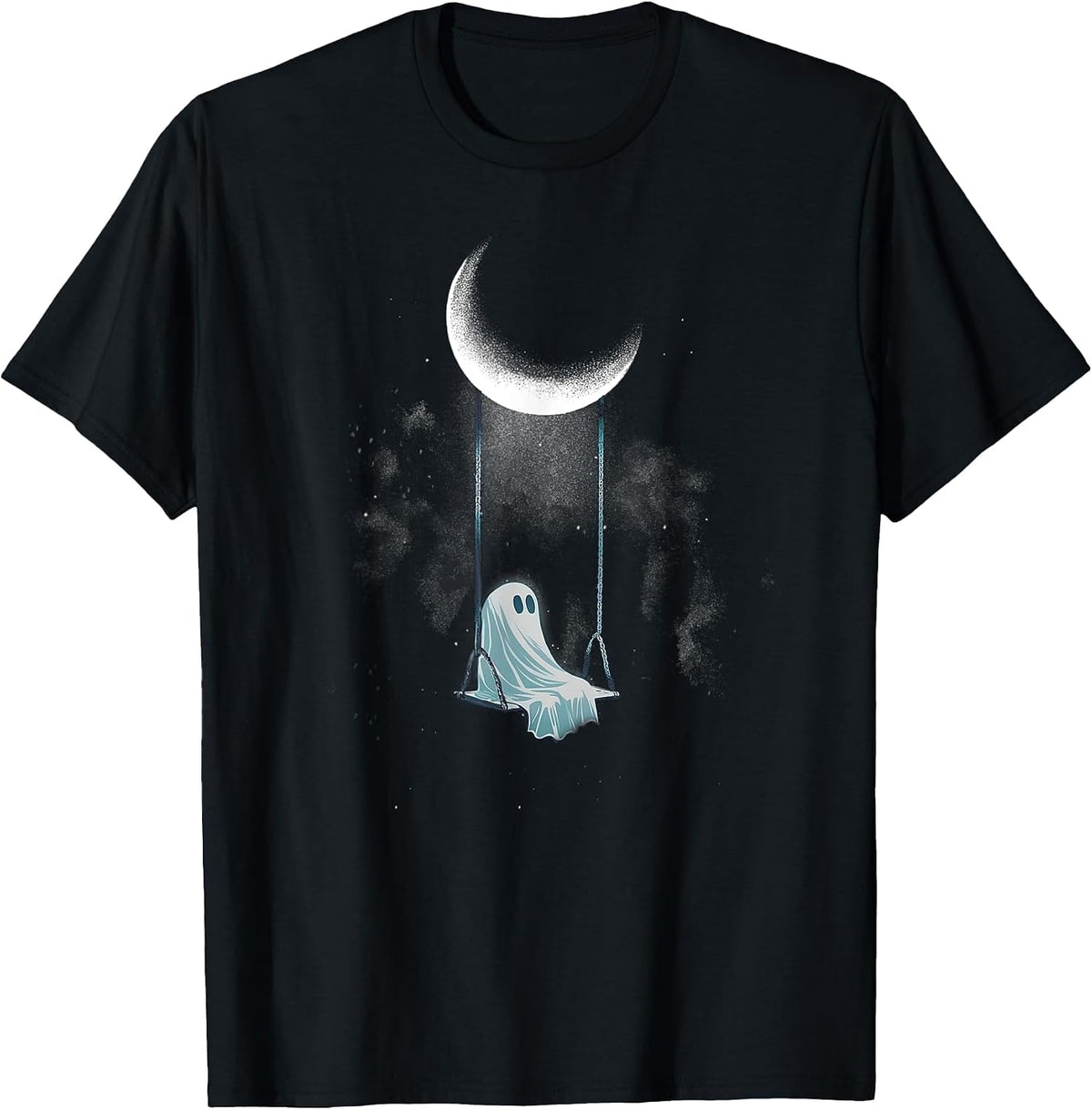 Spooky Ghost Swing Under Moon Lazy Halloween Costume Gothic T-Shirt
