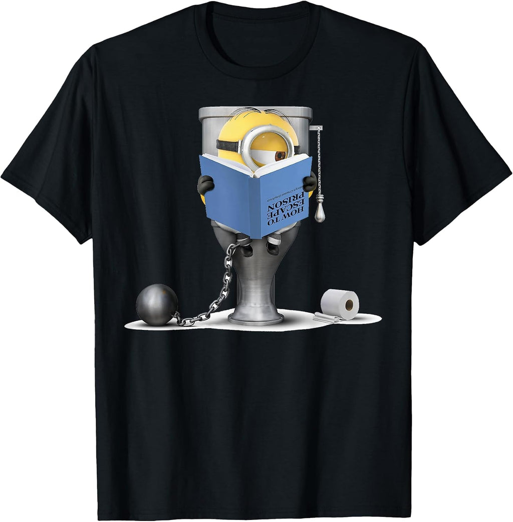 Despicable Me Minions How to Escape Prison Graphic T-Shirt T-Shirt, Men, Black, Small