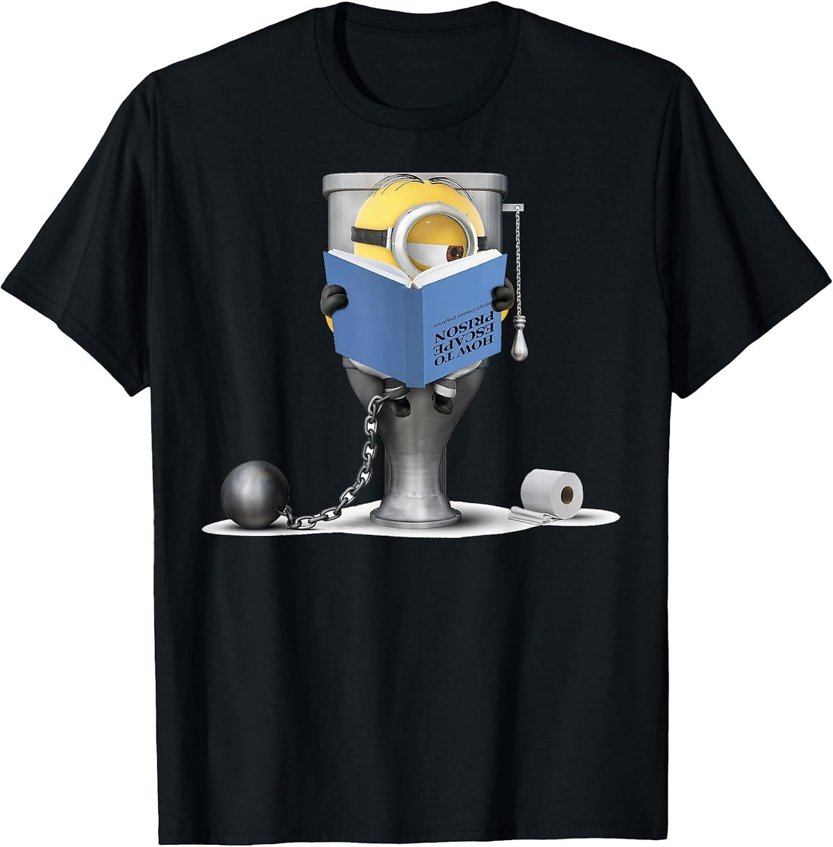 Despicable Me Minions How to Escape Prison Graphic T-Shirt T-Shirt, Men, Black, Small