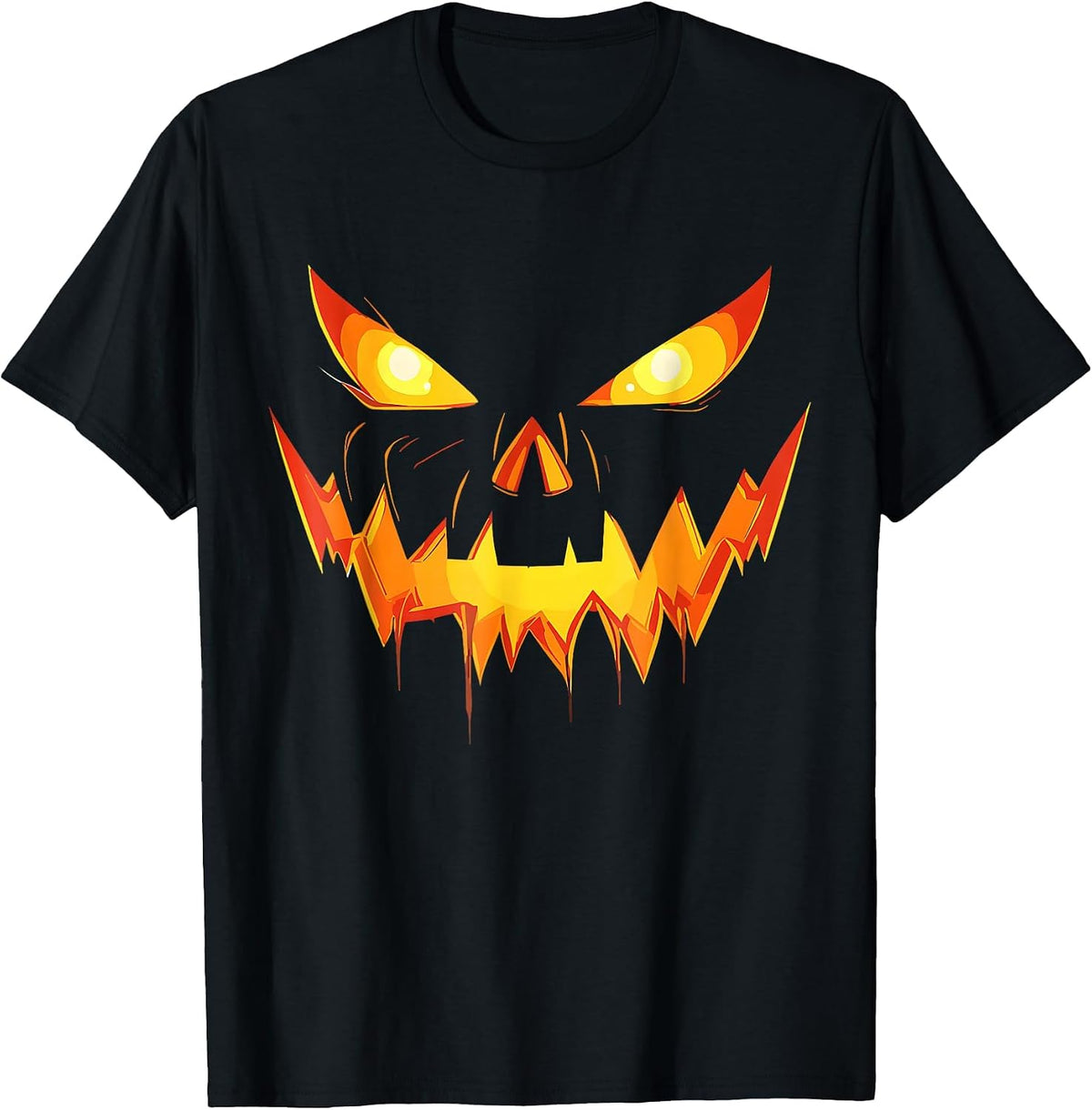 Scary Spooky Jack O Lantern Face Pumpkin Men Boys Halloween T-Shirt
