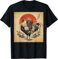 Vintage Japanese Samurai Capybara Rooster Chicken Anime Kids T-Shirt