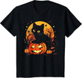 Retro Black Cat Halloween Pumpkin Costume for Women Men Kids T-Shirt