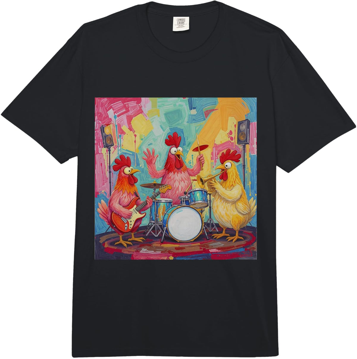 Chicken Shirt for Chicken Lovers, Funny Crazy Chicken Band Comfort Colors Adult Heavyweight T-Shirt