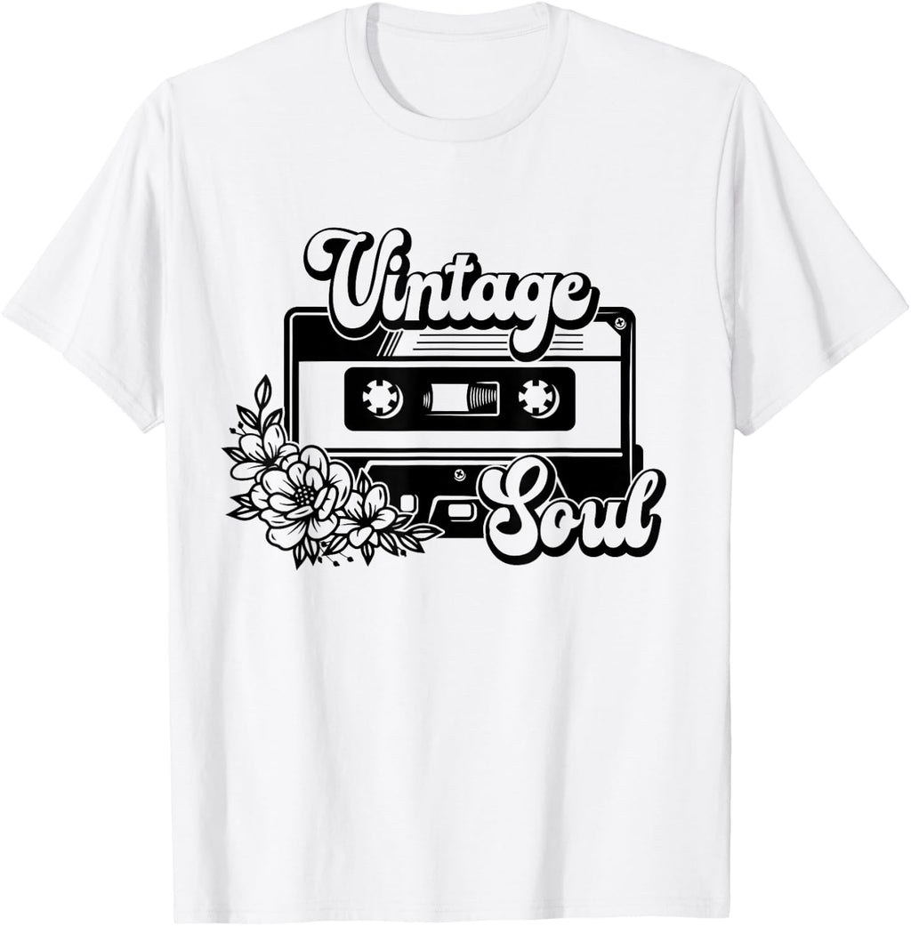 Vintage Soul Floral Cassette Tape Retro Music T-Shirt