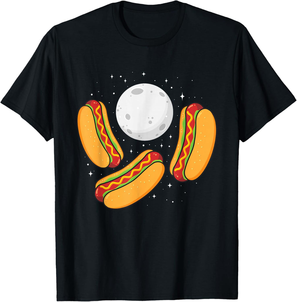 3 Hotdogs Full Moon - Hot Dog Lover Fast Food Wiener T-Shirt