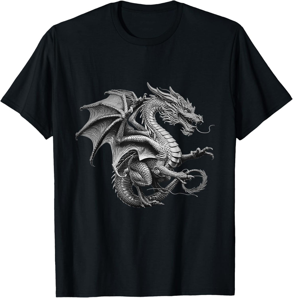Vintage Silver Dragon Art T-Shirt