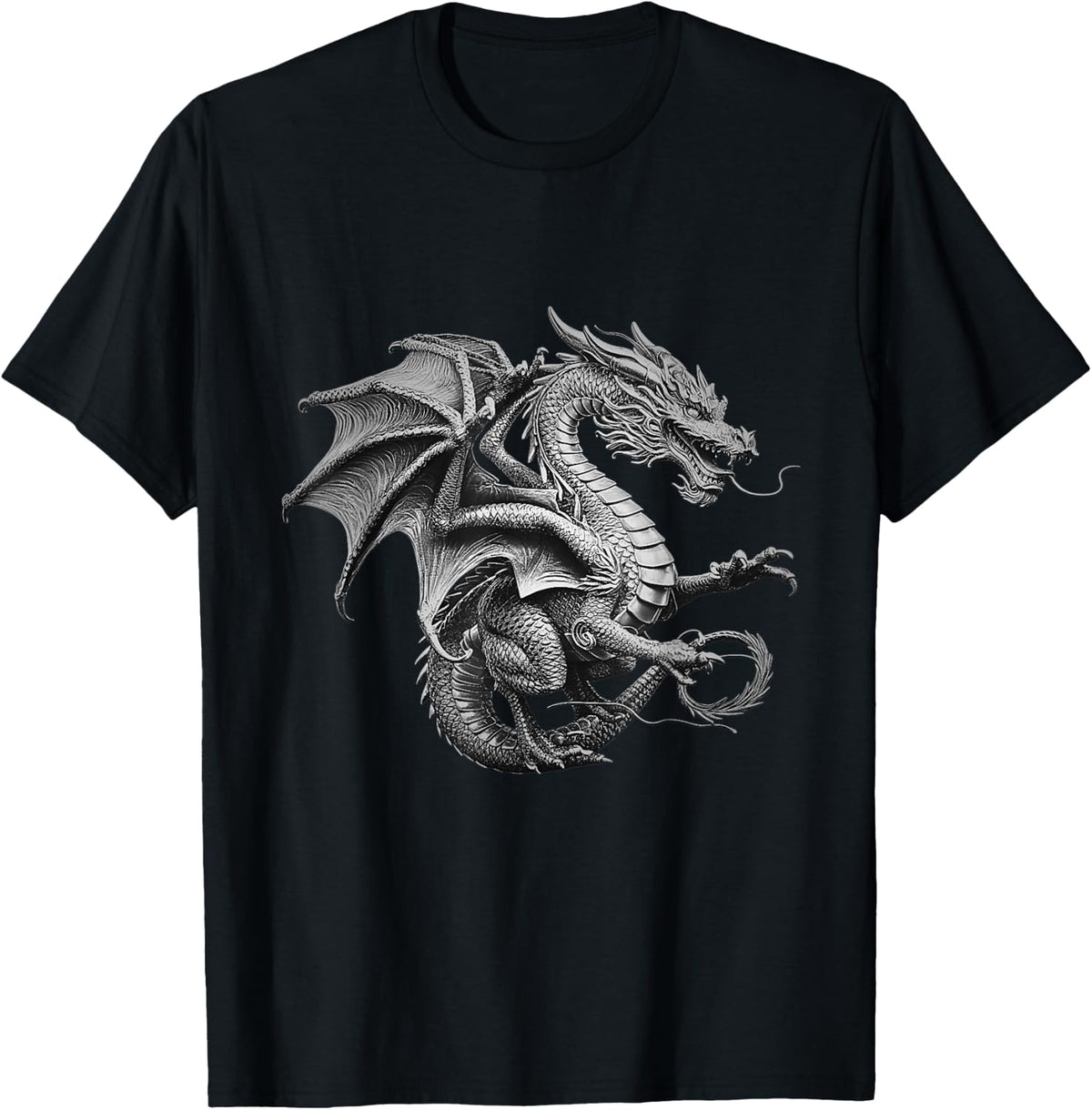 Vintage Silver Dragon Art T-Shirt