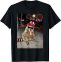 Funny Raccoon Eating Hot Dog 4th of July Men Women Kids T-Shirt