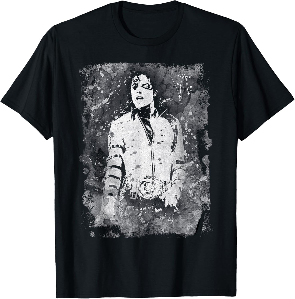 80s Pop Superstar World Tour 1988 Black & White Splatter T-Shirt